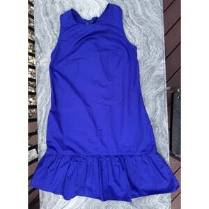 J. Crew Sleeveless Sun Tank Dress, Ruffled Hem, Tie Back, Royal Blue, Small